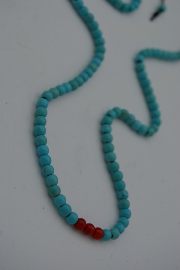 STONEAGE JEWELLERY Mercan ve Turkuaz Taşlı Metalsiz Kolye ürün görseli 1