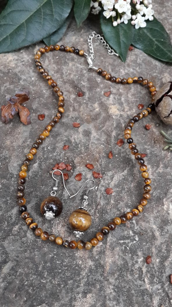STONEAGE Kaplan Gözü Doğal Taş Bay Bayan Kolye ürün görseli 1