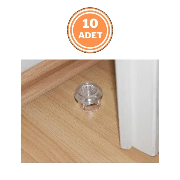 10 Adet Metali Kapı Yer Tamponu Stoper Şeffaf ürün görseli 1