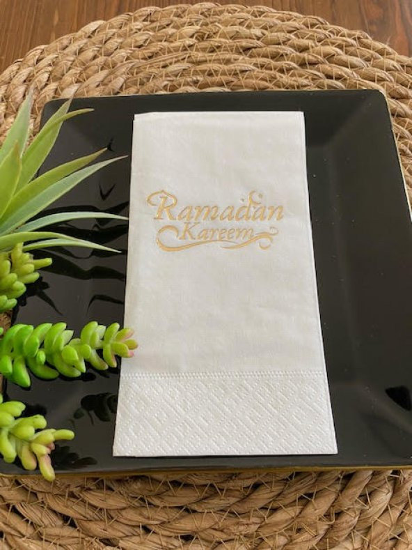 Gold Yaldızlı Beyaz Ramadan Karem Peçete 16 Adet Yeni Model ürün görseli 1