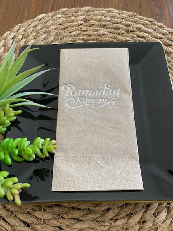 Gümüş Yaldızlı Kraft Ramadan Karem Peçete 16 Adet Yeni Model ürün görseli 1