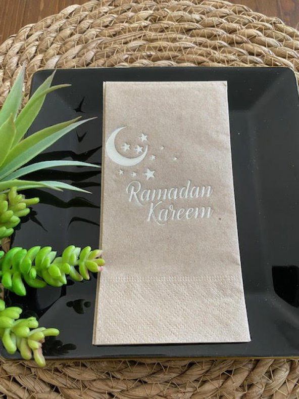 Gümüş Yaldızlı Kraft Ramadan Karem Peçete 16 Adet ürün görseli 1