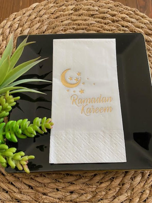 Gold Yaldızlı Beyaz Ramadan Karem Peçete 16 Adet ürün görseli 1