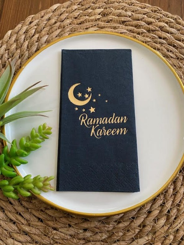 G0ld Yaldızlı Siyah Ramadan Karem Peçete 16 Adet ürün görseli 1