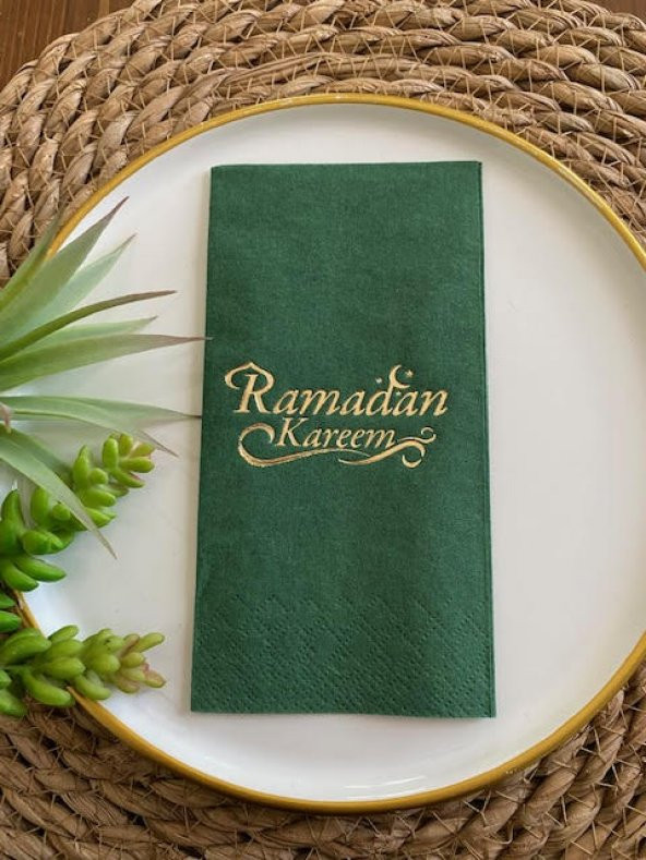 Gold Yaldızlı Yeşil Ramadan Karem Peçete 16 Adet Yeni Model ürün görseli 1