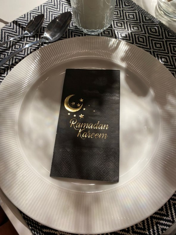 Gold Yaldızlı Siyah Ramadan Karem Peçete 16 Adet ürün görseli 1