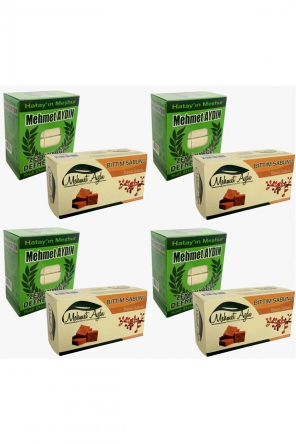 Mehmet Aydın Zeytinyağlı Defne Sabunu 950 gr 4 Paket + Bıttım Sabunu 480 gr 4 Paket ürün görseli 1