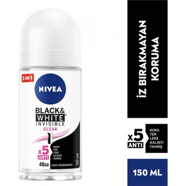 Nivea Invisible For Black & White Roll-On Clear 50 ml ürün görseli 1