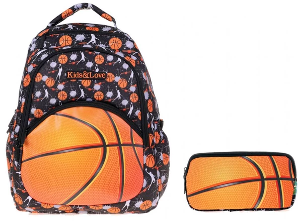 Kaukko Kids&Love Turuncu Basketbol Okul Çantası ve Kalemlik Seti - Erkek Çocuk ürün görseli 1