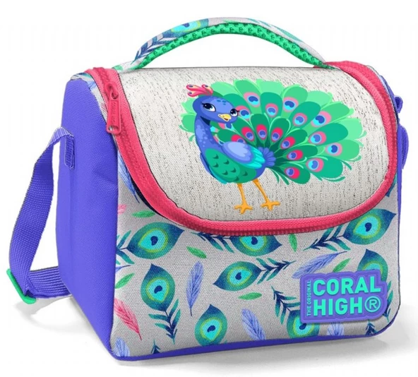 Coral High Kız Çocuk Pembe Yeşil Tavuskuşu Okul Beslenme Çantası - Thermo Yalıtımlı ürün görseli 1