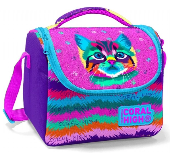 Coral High Kız Çocuk Mor Kedi Okul Beslenme Çantası - Thermo Yalıtımlı ürün görseli 1