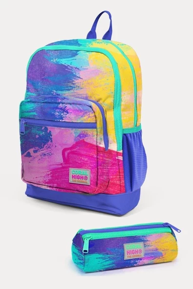 Coral High Kids Renkli Airbrush Desenli Desenli 2'li Okul Çanta Seti - Kız Çocuk ürün görseli 1