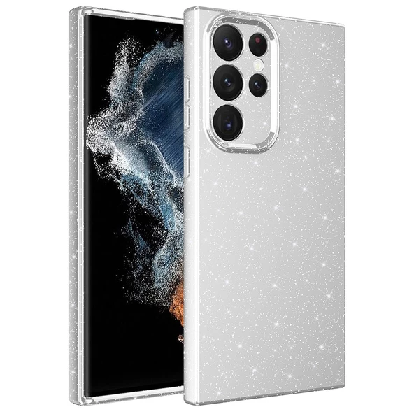 Vendas Samsung S22 Ultra Uyumlu Koton Serisi Kamera Korumalı Simli Lüks Silikon Kılıf ürün görseli 1
