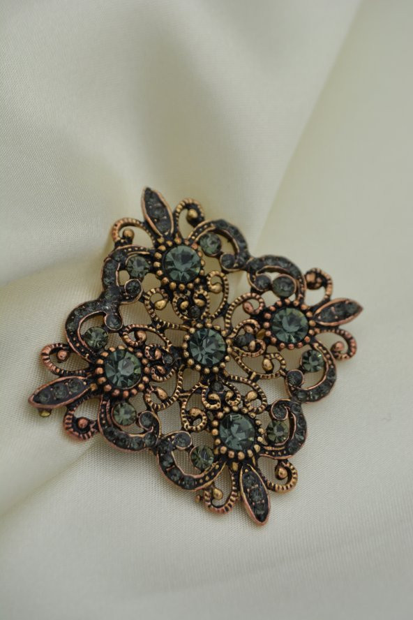 STONEAGE Antrasit Broş Madeni Bronz - Resim 4