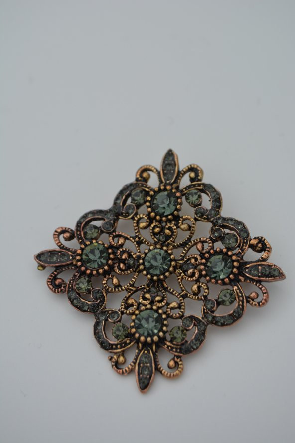STONEAGE Antrasit Broş Madeni Bronz - Resim 5