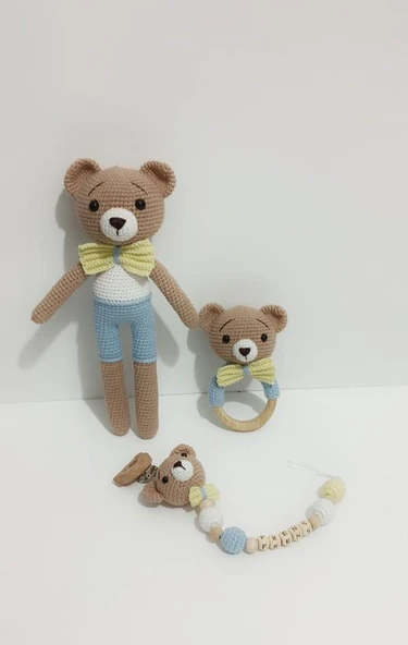Ayıcık Yeni Doğan Seti Amigurumi Organik Oyuncak ürün görseli 1