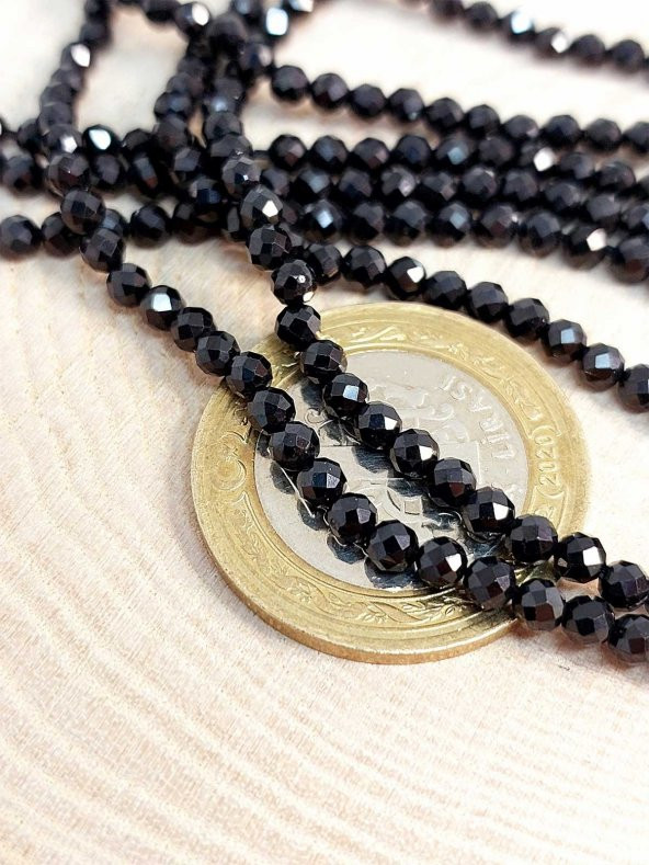 Turmalin Taşı YARIM Dizi 3mm (17cm uzunluğundadır) ürün görseli 1