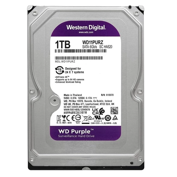 WD Purple 1TB 5400Rpm 64MB -WD11PURZ ürün görseli 1
