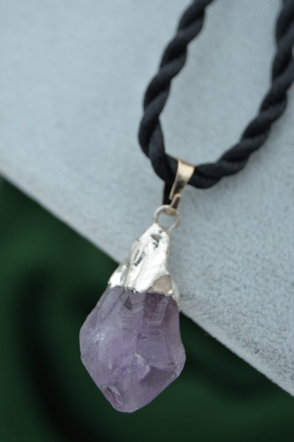 STONEAGE Ametist Kırma Kolye Ucu İpek Kordon Hediyeli - Resim 7