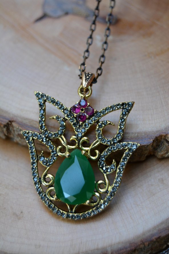 STONEAGE JEWELLERY Kök Zümrüt Otantik Bayan Kolye ürün görseli 1