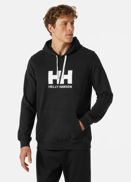 Helly Hansen HH Logo Hoodie Erkek Kapüşonlu Sweatshirt Siyah HHA.33977-990 ürün görseli 1