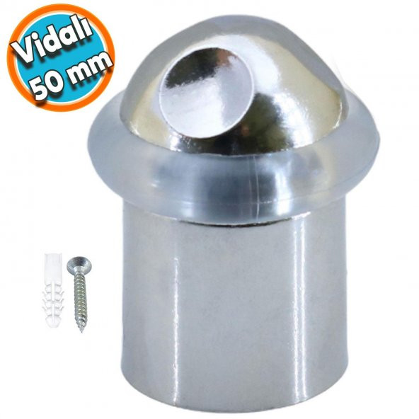 Kapı Stoperi Kapı  Altı Durdurucu Tutucu Tamponu Silikonlu Contalı Stopu Vidalı Parlak Krom 50 mm ürün görseli 1