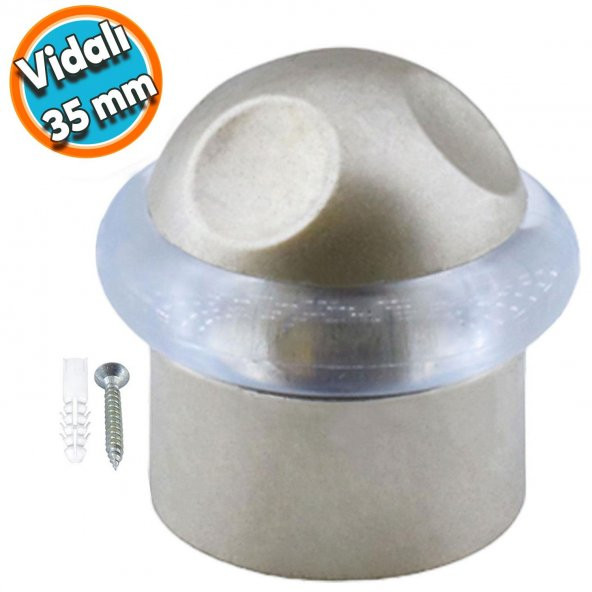 Kapı Stoperi Kapı Altı Durdurucu Tutucu Tamponu Silikonlu Contalı Stopu Vidalı Saten 35 mm ürün görseli 1