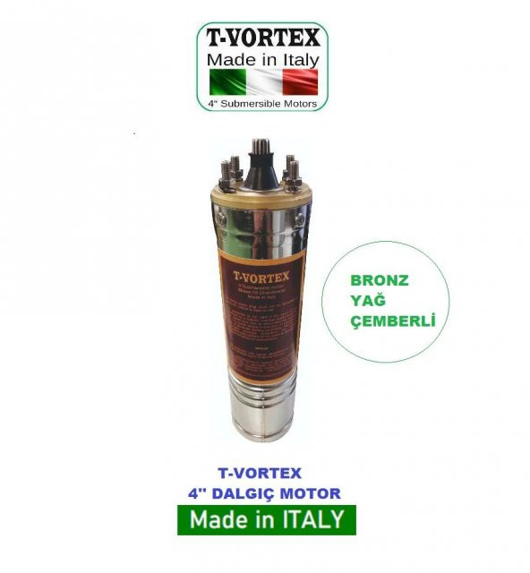 VORTEX ORJİNAL İTALYAN 3 HP 380v Bronz Yağ Çemberli NSK Rulmanlı 4" Dalgıç Pompa Çıplak Motor ürün görseli 1