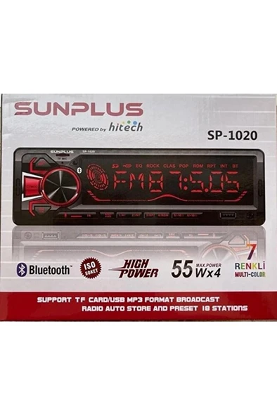 Sunplus SP-1020 4X55 Watt Bluetooth /usb/sd/radyo Oto Teyp 10304 ürün görseli 1