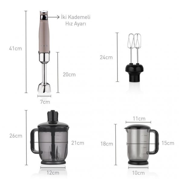 KORKMAZ PERFORMİX MEGA BLENDER SET BEJ - Resim 3