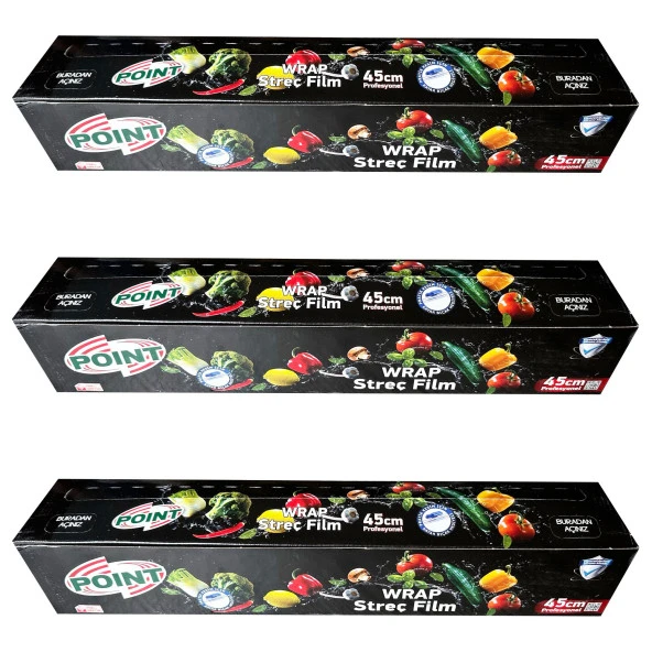 Point Şeffaf Mutfak Rulo Streç Film Folyo - 45 Cm. x 250 Metre - Gıdaya Uygun - 3 Paket ürün görseli 1