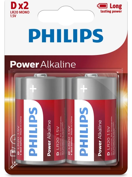 Phılps Lr20P2B/05 Power Alkalıne D Boy Pil 2 Li ürün görseli 1