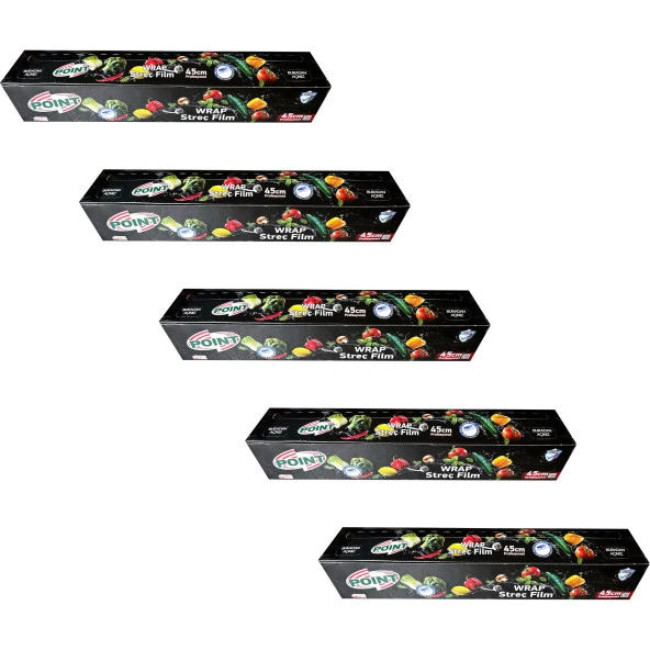 Point Şeffaf Mutfak Rulo Streç Film Folyo - 45 Cm. x 250 Metre - Gıdaya Uygun - 5 Paket ürün görseli 1