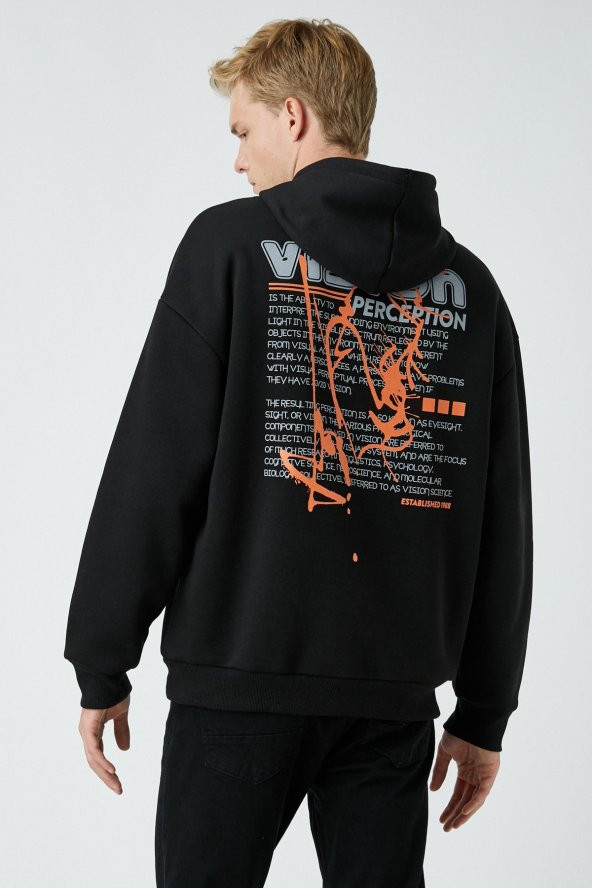 Erkek Siyah Sweatshirt 3WAM70588MK - Resim 4