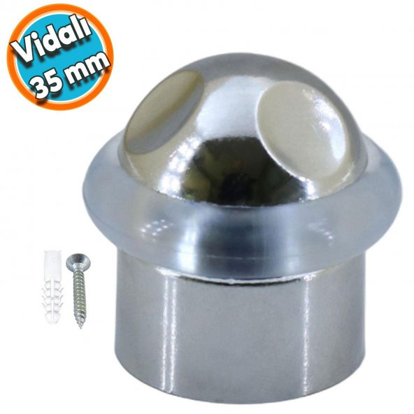 Kapı Stoperi Kapı Altı Durdurucu Tutucu Tamponu Silikonlu Contalı Stopu Vidalı Parlak Krom 35 mm ürün görseli 1
