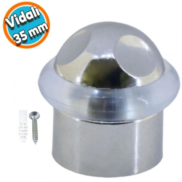Kapı Stoperi Kapı Altı Durdurucu Tutucu Tamponu Silikonlu Contalı Stopu Vidalı Mat Krom 35 mm ürün görseli 1