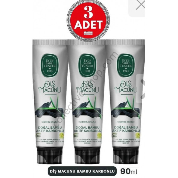 Eyüp Sabri Tuncer Doğal Bambu Karbonlu Diş Macunu 90 ml x 3 Adet ürün görseli 1