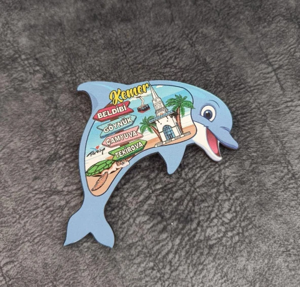 Magnet Yunus Balık Kemer Görselli Mıknatıslı Ahşap Magnet Buzdolabı Süsü Ev Dekor ürün görseli 1