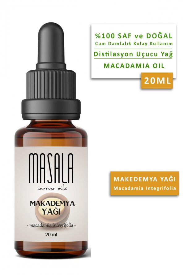 Masala Soğuk Pres Macadamia Yağı 20 ml. (Macadamia Carrier Oil) ürün görseli 1