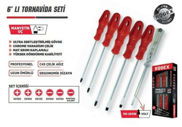 Rodex 6lı Tornavida Seti ürün görseli 1
