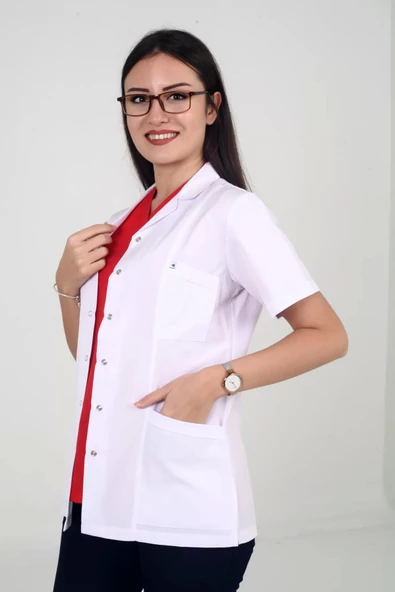 Kısakol Ceket Boy Gömlek Yaka Doktor Öğretmen Laboratuvar Önlüğü ürün görseli 1