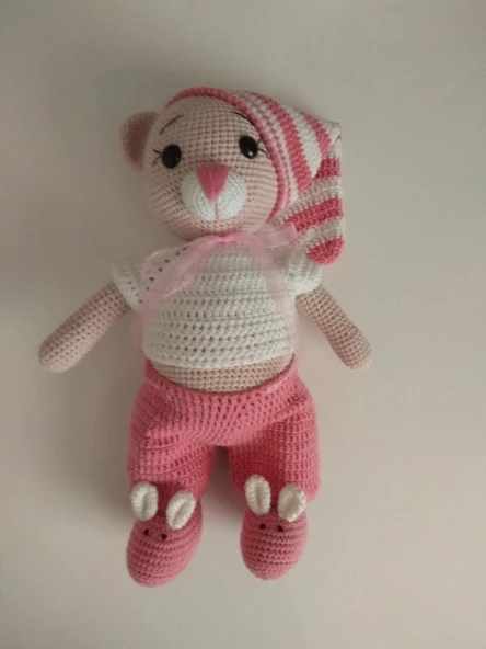 Süslü Ayıcık Amigurumi Organik Oyuncak ürün görseli 1