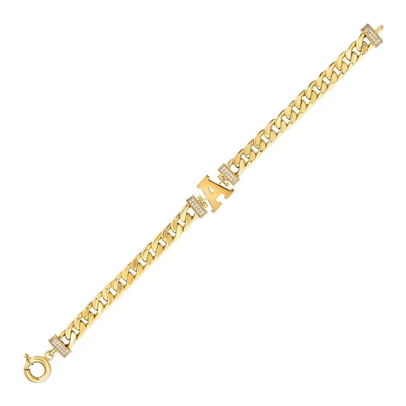 14 Ayar Altın Harf Bileklik Gurmet Chain ürün görseli 1