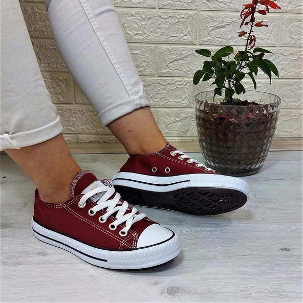 Fiyra 554 Bordo Kısa Unisex Sneaker Keten Spor Ayakkabı ürün görseli 1