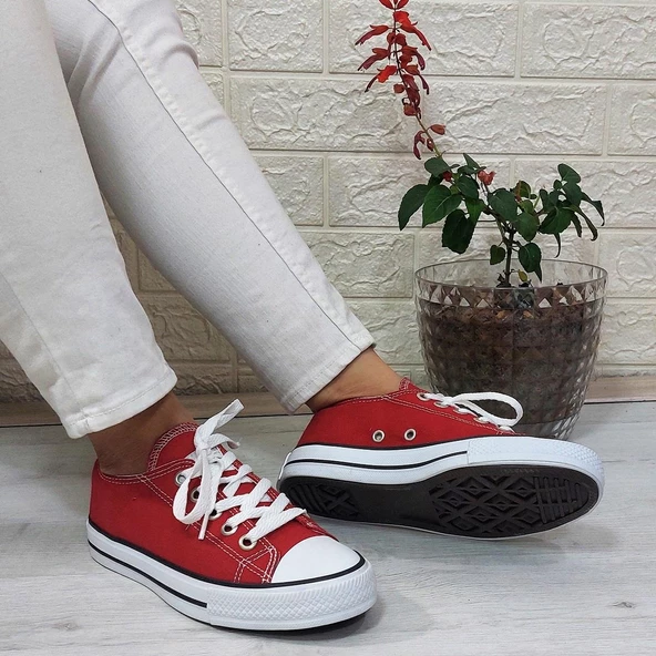 Fiyra 554 Kırmızı Kısa Unisex Sneaker Keten Spor Ayakkabı ürün görseli 1