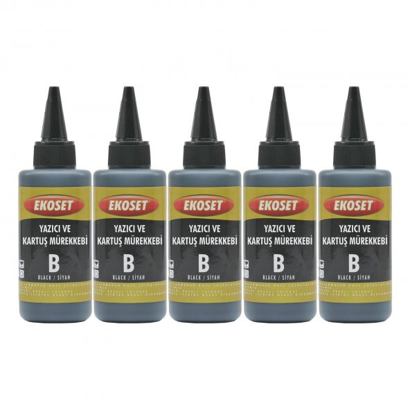 Ekoset Epson L300 L310 Uyumlu Siyah Muadil Mürekkep 100ml 5li set ürün görseli 1