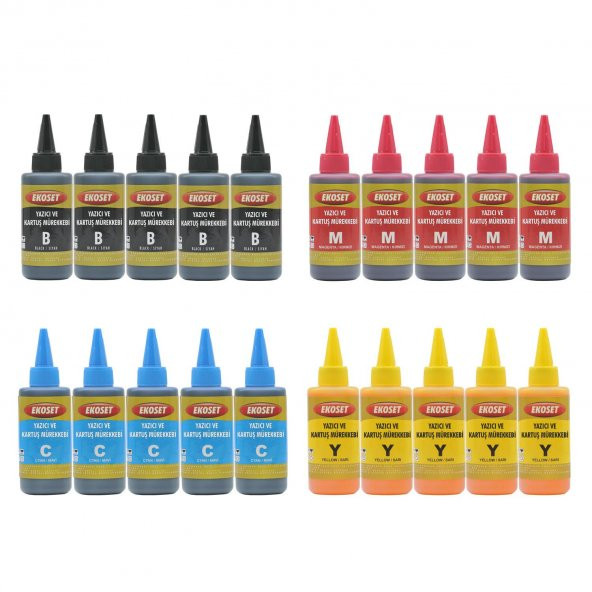 Ekoset Epson Uyumlu Muadil Mürekkep 4 Renk 4x500ml ürün görseli 1