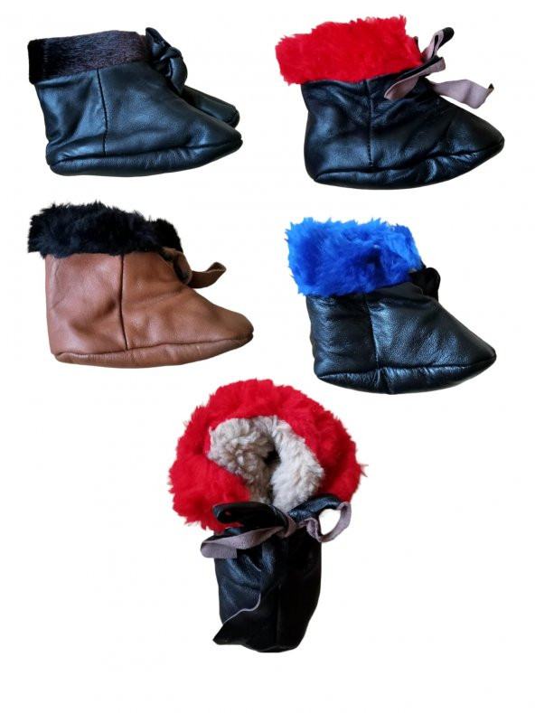 Çocuk Unisex Deri Panduf Çarık İçi Peluş ürün görseli 1