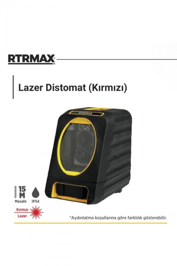 RTRMAX RTM052 LAZER DİSTOMAT 15 MT KIRMIZI DİKEY/YATAY ürün görseli 1