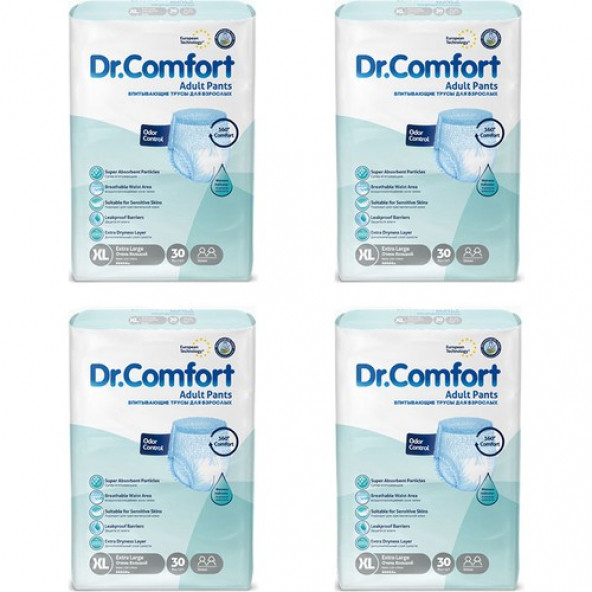 Dr.Comfort Yetişkin Emici Külot Ekstra Büyük Boy XL 4 x 30'lu 120 Adet ürün görseli 1